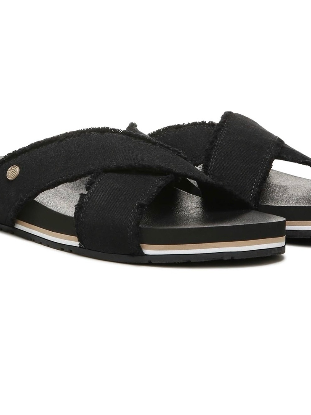 Vionic Panama Black Crisscross Slide Sandals for Women
